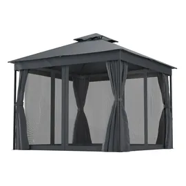 Blumfeldt Mondo Dual Pavillon 3 x 3 m inkl. Moskitonetz Silber