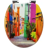 Sanfino WC Sitz Colorful Houses Toilettendeckel mit Absenkautomatik aus