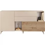INOSIGN Sideboard INOSIGN "Monaco in Breite 181 cm, Anrichte mit Tür, Klappe und 2 Schubkästen", weiß (cashmere, eiche cadiz nb), B:181cm H:94cm T:42cm, Sideboards, Sideboard, Stauraumschrank – sanftes Schließen, edles Design, viel Platz