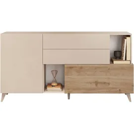 INOSIGN Sideboard INOSIGN "Monaco in Breite 181 cm, Anrichte mit Tür, Klappe und 2 Schubkästen", weiß (cashmere, eiche cadiz nb), B:181cm H:94cm T:42cm, Sideboards, Sideboard, Stauraumschrank – sanftes Schließen, edles Design, viel Platz