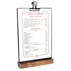 DECOR SERVICE Tisch-Kreidetafel mit Clip, dunkelbraun, A4, 1 Stk.