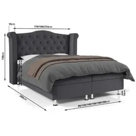 Best For Home Boxbett, Grau, Rechteckig, 160x200 cm, Schlafzimmer, Betten, Boxspringbetten