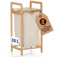 Lumaland Wäschekorb Bambus 33x33x73cm holzfarben/beige Wäschesack ausziehbar