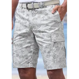 John Devin Cargoshorts JOHN DEVIN "- Bermuda mit Cargotaschen und sommerlichem Palmen Druck", Herren, Gr.