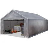 TOOLPORT Lagerzelt 4x8 m Zelthalle Unterstand Zeltgarage PE Plane 350 N wasserdicht in grau -