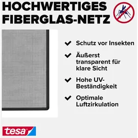 Tesa Insektenschutzfenster Anklipsrahmen 120 x 140 cm Anthrazit
