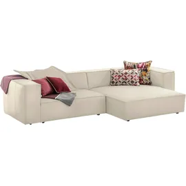 W.Schillig Ecksofa »around-the-block, modern und elegant, bequem, L-Form« mit eleganter Biese, mit Federkern grau