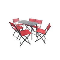 VCM Gartenmöbel Set Sitzgruppe Essgruppe 1xTisch, 6x Stühle Tisch