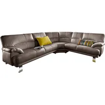 TRENDMANUFAKTUR Ecksofa "Cecilia in italienischem Design, modern und komfortabel, L-Form", grau (taupe), B:280cm H:87cm T:240cm, NaturLEDER (echtes Rindsleder) in Sitz und Rücken.