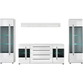 INOSIGN Wohnwand INOSIGN "Cantara, moderne Anbauwand, Wohnzimmer-Set, in Eiche Evoke oder Weiß", weiß, B:340cm H:320cm T:42cm, Holzwerkstoff, Kastenmöbel-Sets, Wohnwand, enthält zwei Vitrinen, ein Sideboard und ein Wandboard