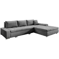 Furnix Ecksofa DARCELLE Polsterecke mit Schlaffunktion Bettkasten Kissen Couch L, 297x85x210cm grau