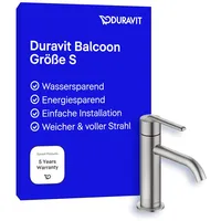 Duravit Balcoon Waschtischarmatur, BA1013002070 S FreshStart und MinusFlow, Ausladung