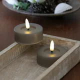MARELIDA LED Maxi Teelichter XL Outdoor Timer D: 6,8cm grau 2er Set