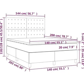 vidaXL Boxspringbett mit Matratze Dunkelgrau 140x200 cm Stoff