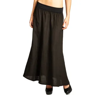 Caspar RO019 Damen Langer Maxi Sommer Leinenrock, Farbe:schwarz, Größe:M - DE38 UK10 IT42 ES40 US8 - M