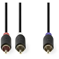 Nedis Subwoofer Kabel - RCA - 2x RCA Stecker - Vergoldet - 3.00 m - Rund - 4.0 mm - Anthrazit - Box