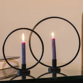 MARELIDA Stabkerzenhalter Ring schwarz 2er Set Kerzenständer Kerzenhalter für Stabkerzen rund in | Gr.: onesize