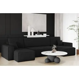 kaiser möbel Ecksofa mit schlaffunktion und bettkasten, Sofa U-form, Couch U-form BEST Dicker Cord Schwarz