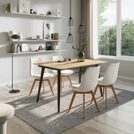 home collective Esstisch ausziehbar 120-160 x 75 x 80 cm Eiche hell