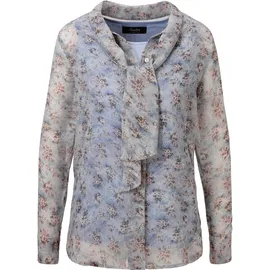 Aniston SELECTED Langarmbluse mit Schluppe und minimalen Blümchenmuster - NEUE KOLLEKTION, Gr. 48, hellblau-beige-blau-oliv, , 29519422-48