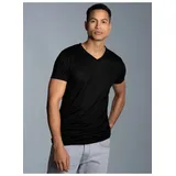 TRIGEMA T-Shirt TRIGEMA "TRIGEMA V-Shirt aus 100% Lyocell", Jungen, Gr. XL, schwarz, Single Jersey, 100% Lyocell, Basic, lang, V-Ausschnitt, Shirts T-Shirt