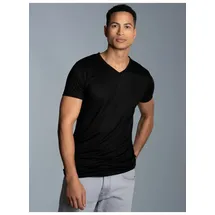TRIGEMA T-Shirt TRIGEMA "TRIGEMA V-Shirt aus 100% Lyocell", Jungen, Gr. XL, schwarz, Single Jersey, 100% Lyocell, Basic, lang, V-Ausschnitt, Shirts T-Shirt