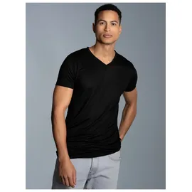 TRIGEMA T-Shirt TRIGEMA "TRIGEMA V-Shirt aus 100% Lyocell", Jungen, Gr. XL, schwarz, Single Jersey, 100% Lyocell, Basic, lang, V-Ausschnitt, Shirts T-Shirt