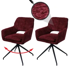 MCW 2er-Set Esszimmerstuhl MCW-N74, Küchenstuhl, drehbar Auto-Return, Stoff Chenille (490g/m2) Öko-Tex ~ bordeaux