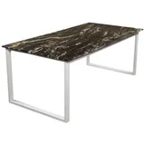 MAGNA Atelier Esstisch BERGEN aus ECHTEM MARMOR, Esstisch eckig, Metallgestell, Exclusive Line, 200x100x75cm schwarz 160 cm x 75 cm x 100 cm