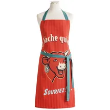 COUCKE Kochschürze Vache Qui Rit Retro Rouge, (1-tlg., 1-teilig), Küchenschürze Nackenband ca.76x85cm Baumwolle bunt