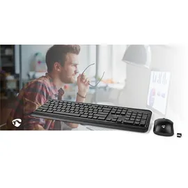 Nedis Maus und Tastatur-Set Wireless Maus- und Tastaturverbindung: USB | 800/1200 / 1600 dpi (US, Kabellos), Tastatur, Schwarz