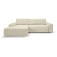 Ecksofa WERK2 "Hugo-L L-Form" Sofas Gr. B/H/T: 267cm x 85cm x 167cm, Cord, Recamiere links, Schlaffunktion und Bettkasten, beige (natur) Design Ecksofa in Cord mit Schlaffunktion & Bettkasten