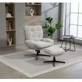 Duo Collection Relaxsessel Tolox Kunstleder 78 x 95 x 91 cm Grau mit Hocker