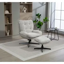 Duo Collection Relaxsessel Tolox Kunstleder 78 x 95 x 91 cm Grau mit Hocker