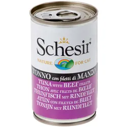Schesir 24 x 140g Dose Katzennassfutter Thunfisch mit Rinderfilet