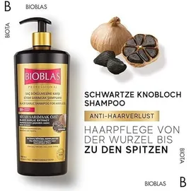 BIOBLAS 2x Bioblas Schwarzer Knoblauch Shampoo 1000ml Anti Haarausfall für Frauen und Männer, Geruchlos,