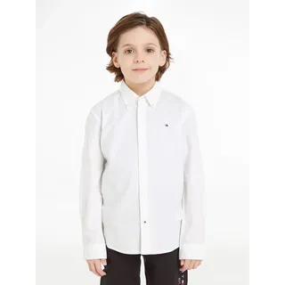 Tommy Hilfiger Jungen Hemd Oxford mit Stretch, Weiß (White), 16 Jahre - 16 Jahre