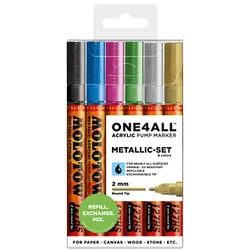 MOLOTOW METALLIC-SET Acrylstifte farbsortiert 2,0 mm, 6 St.