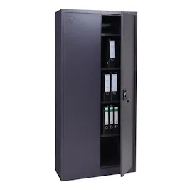 Mendler Aktenschrank HWC-H17, Stahlschrank Büroschrank Schrank, 2 Türen abschließbar Metall ~ 185x90x40cm dunkelgrau