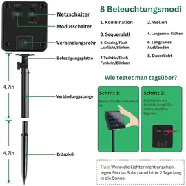 Montegoni Lichterkette Solar LED 8m 40 LEDs IP65 8 Modi warmweiß