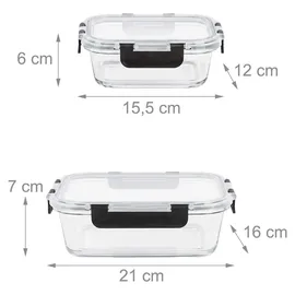 Relaxdays Frischhaltedose transparent 1,04 l 18-teiliges Set