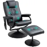 Homcom Massagesessel mit Hocker, Relaxsessel mit Massagefunktion, elektrischer Fernsehsessel mit Seitentasche, TV-Sessel aus Kunstleder für