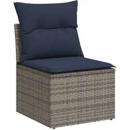 vidaXL 6-teiliges Gartensofa-Set mit Kissen, grau, Polyrattan