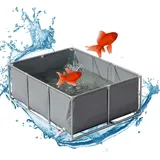 Pounjsd Gartenteich becken für Die Wasserspeicherung,Oberirdische Fischteiche, Nicht Aufblasbar,Outdoor Fischteich Lagertank, Segeltuch fischteich mit Ständer, 1.5*1*0.7m, Vergnügungsparks, Familie