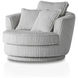 furn.design Drehsessel in hellgrau Mega-Cord XL Sessel, 360° drehbar inklusive 3 x Kissen Comfy