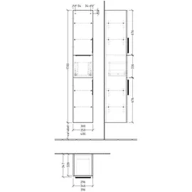 Sanipa 3way Hochschrank 40 x 170 x 34,5 cm Weiß Metall/MDF/Spanplatte