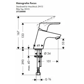 Hansgrohe Focus 70 Standventil chrom 31130000