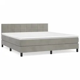 vidaXL Boxspringbett mit Matratze Hellgrau 160x200 cm Samt1397634