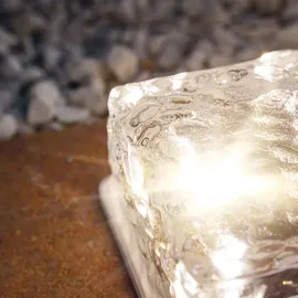 esotec Solar Glas-Pflasterstein Leuchtstein für außen 2er SET wetterfest 102560 - Transparent