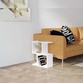 HANAH Home Skye Decor, Zet- Zet PUQ, Weiß, Couchtische, 51,4x45x17 cm 100% Melamine Coated Particle Board, 18 mm Thick | 2-Tier Design with Additional Storage